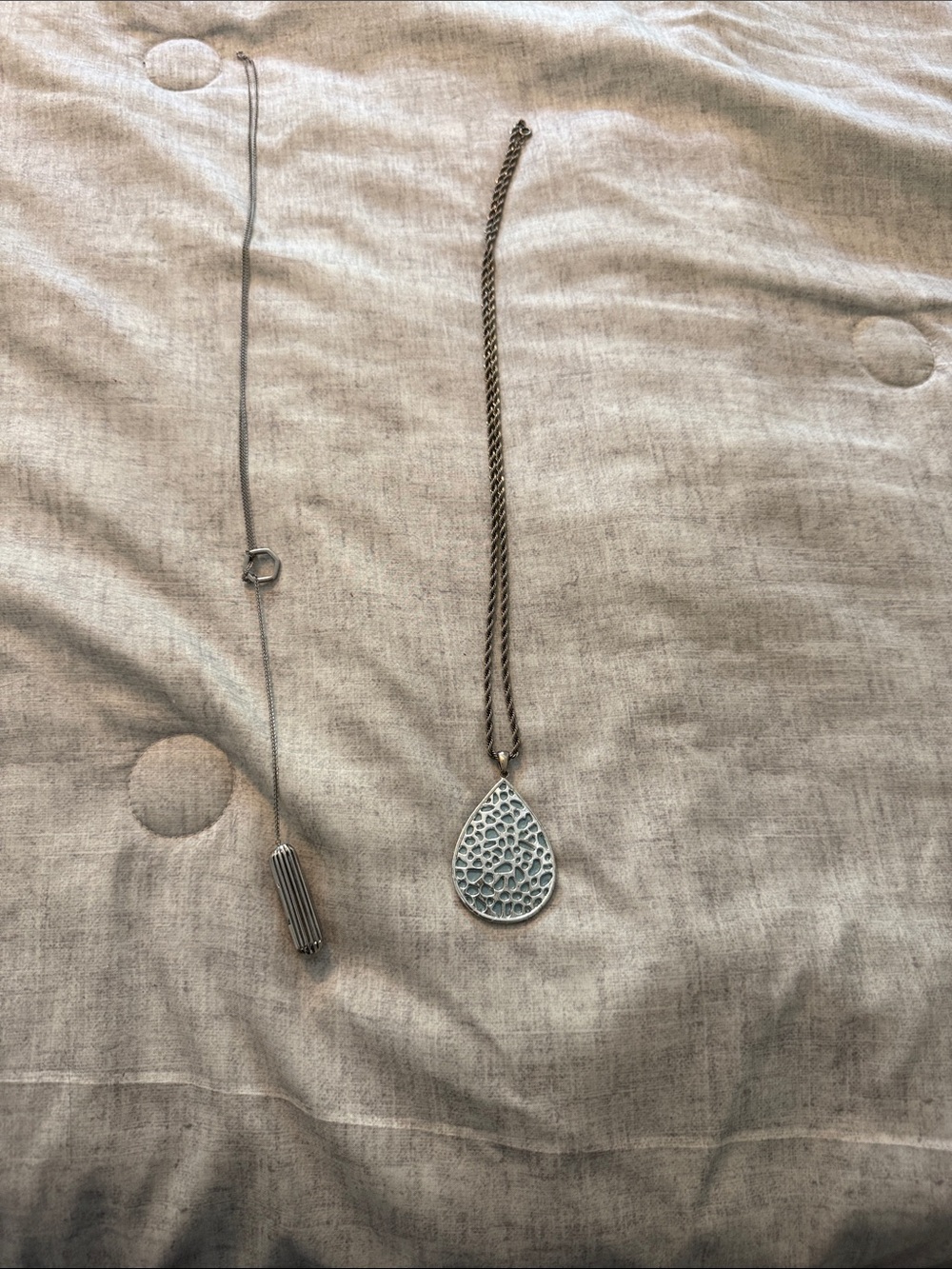 Fitbit Silver Teardrop Pendant Necklaces with Textured Detail